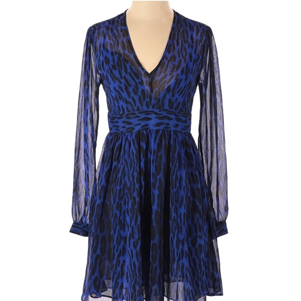 0178 MICHAEL Michael KORS Leopard Print Georgette Dress sz 8 - Picture 4 of 8